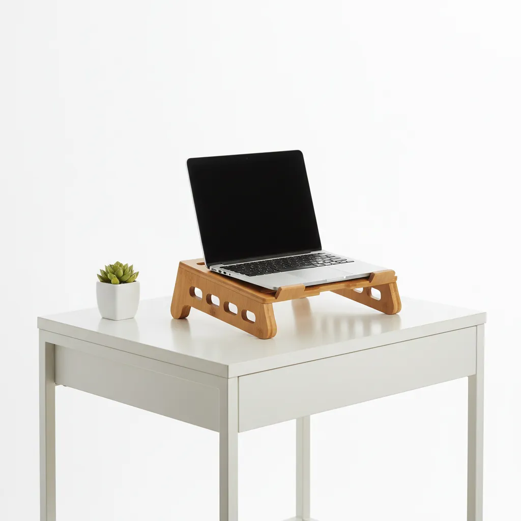 Solid bamboo ergonomic laptop riser stand