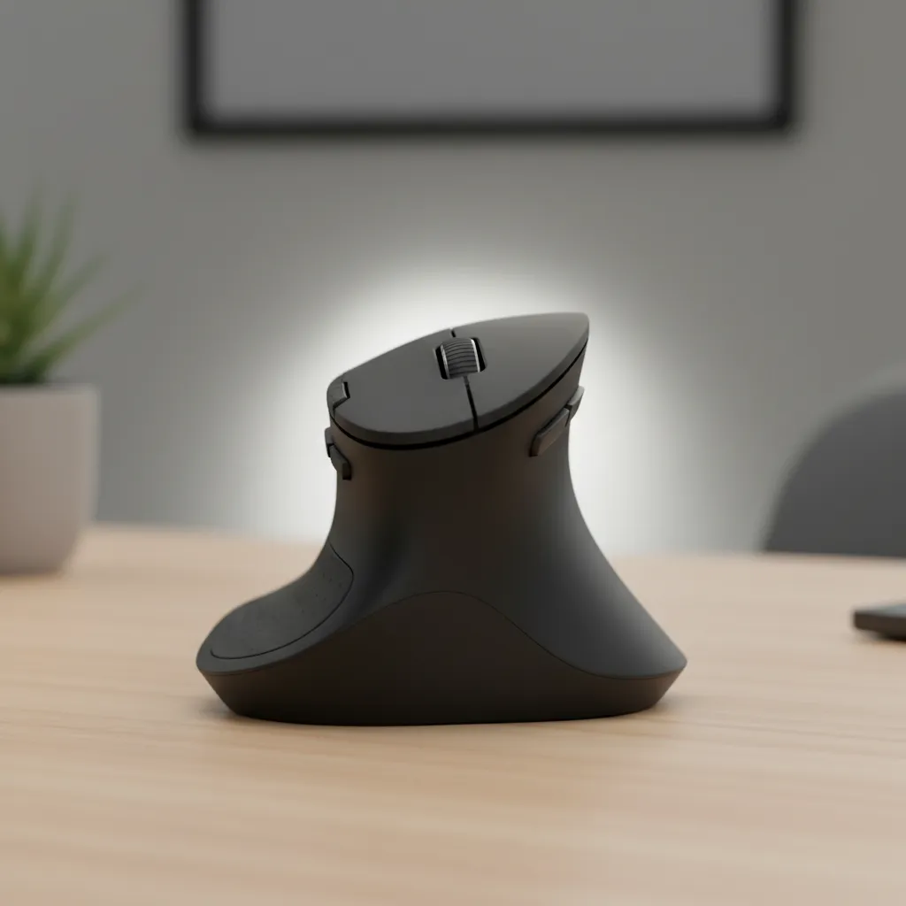 Ergonomic vertical wireless mouse with a natural handshake grip
